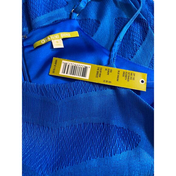 NWT GIANNI BINI Elizabeth Dress in Blue Macaw Lace Overlay Long Fringe Sz 6 NEW - Picture 5 of 6
